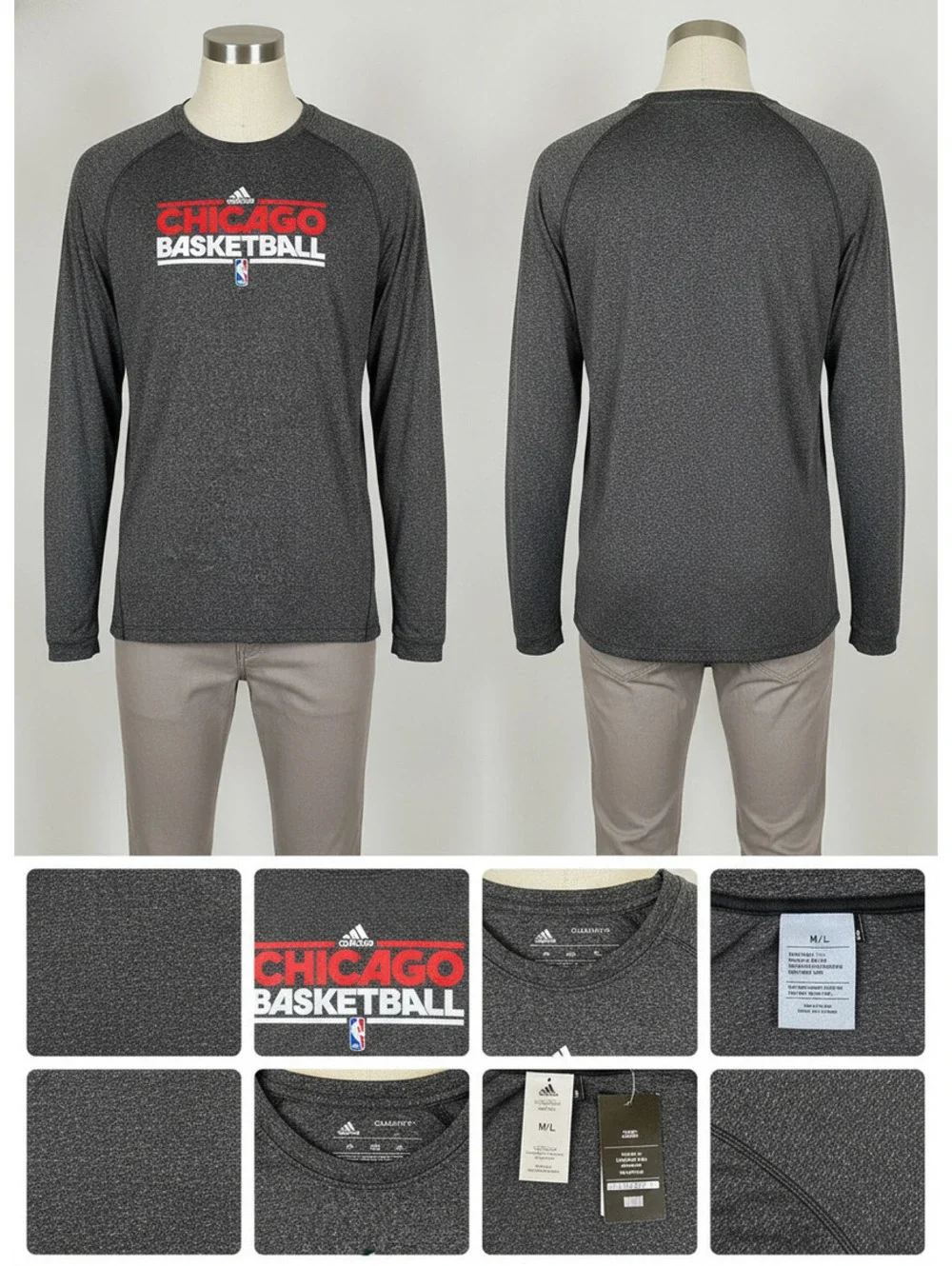Adidas Chicago Basketball Long Sleeve Climalite Shirt XL T